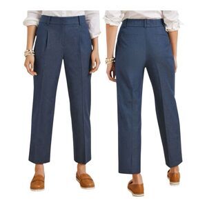 Talbots Bristol Pants Blue Faux Denim Comfort Band Straight Leg